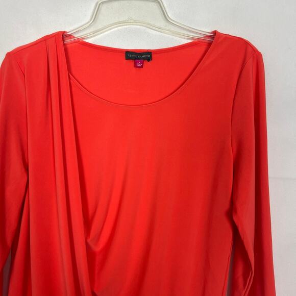 Vince Camuto Top Womens Large Career Office Business Casual Tomato Girl Colorful - Picture 3 of 9